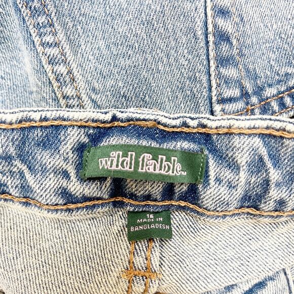 Wild Fable Women's High Rise Row Hem Straight Jeans Stone Wash Retro Size 16 - Picture 4 of 5